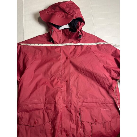 LL Bean Womens Maine Raincoat PVC Duck Bill Hood Waterproof Jacket Red Size L - Picture 12 of 15
